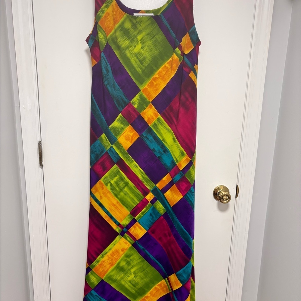 Vintage Jessica Howard Multicolor Plaid Maxi Dress - Picture 2 of 3